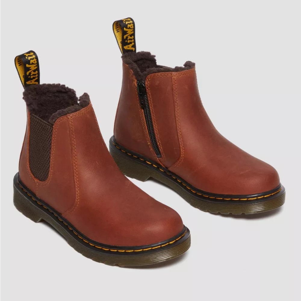Kids Dr. Martens, size 13 Chelsea boot, side zip. Faux Fur lined